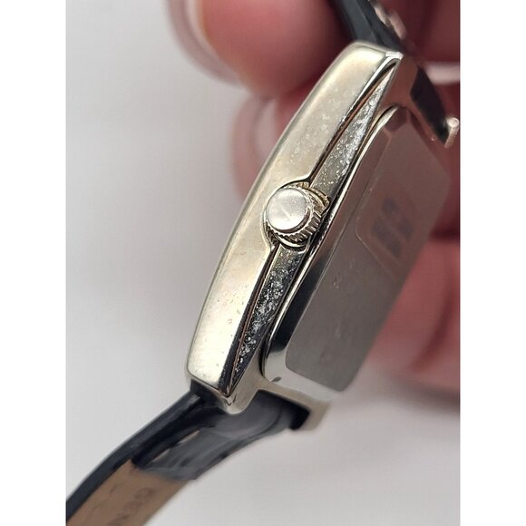 Carriage by Timex Silver Tone Rectangle Case Women's Watch Black Leather Band - Picture 4 of 10